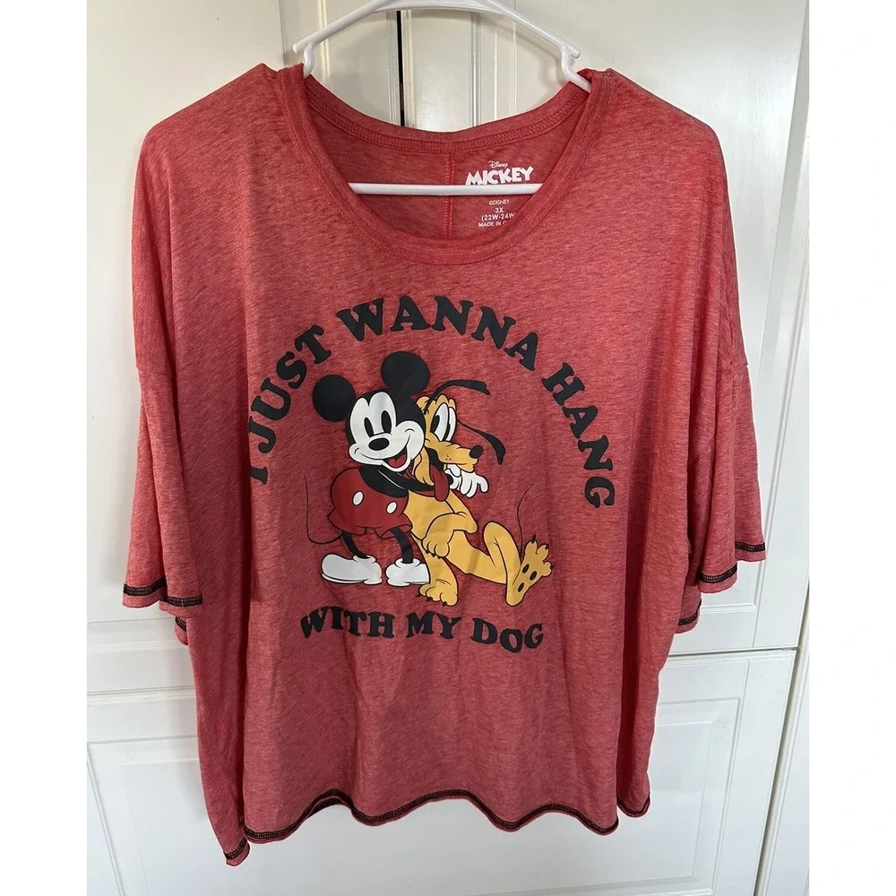 Disney Mickey Mouse I Just Wanna Hang With My Dog Size 3X (22W-24W)